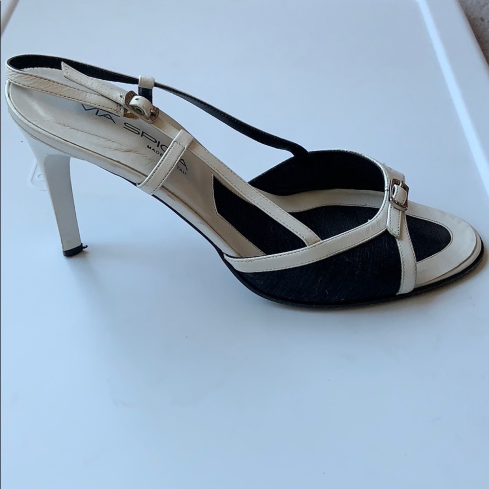 Via Spiga White/Black Sandals